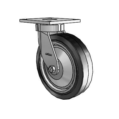 6 Series Kingpinless Casters Top Plate Swivel Caster with 8 x 2 Performa Rubber (Flat/Black) Wheel