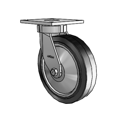 6 Series Kingpinless Casters Top Plate Swivel Caster with 8 x 2 Performa Rubber (Flat/Black) Wheel