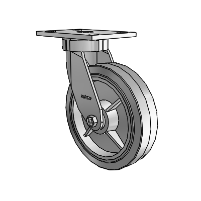 6 Series Kingpinless Casters Top Plate Swivel Caster with 8 x 2 Performa Rubber (Flat/Grey) Wheel