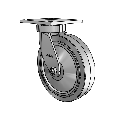 6 Series Kingpinless Casters Top Plate Swivel Caster with 8 x 2 Performa Rubber (Flat/Grey) Wheel