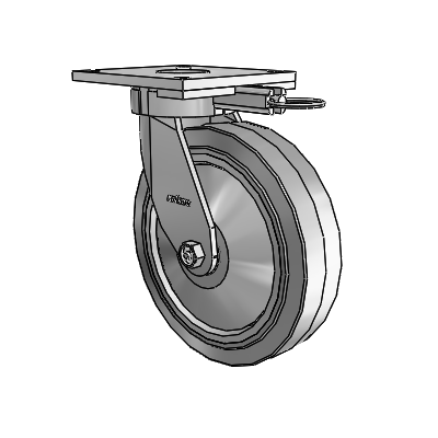 6 Series Kingpinless Casters Top Plate Swivel Caster with 8 x 2 Performa Rubber (Flat/Grey) Wheel