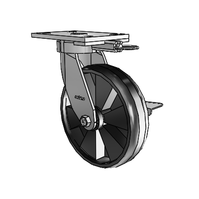 6 Series Kingpinless Casters Top Plate Swivel Caster with 8 x 2 Maxim Wheel and Side Lock Brake