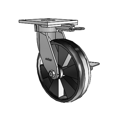 6 Series Kingpinless Casters Top Plate Swivel Caster with 8 x 2 Maxim Wheel and Side Lock Brake