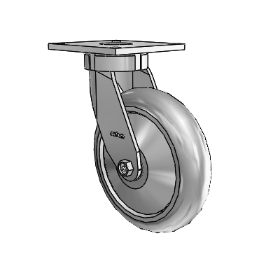 6 Series Kingpinless Casters Top Plate Swivel Caster with 8 x 2 Performa Rubber (Round/Grey) Wheel