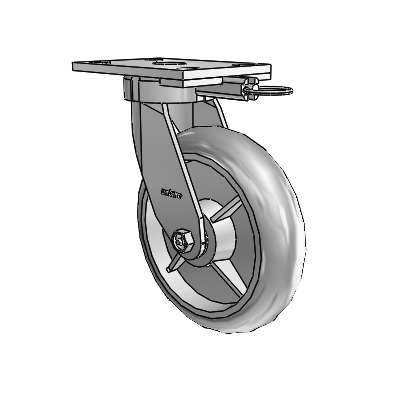 6 Series Kingpinless Casters Top Plate Swivel Caster with 8 x 2 Performa Rubber (Round/Grey) Wheel