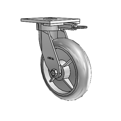 6 Series Kingpinless Casters Top Plate Swivel Caster with 8 x 2 Performa Rubber (Round/Grey) Wheel