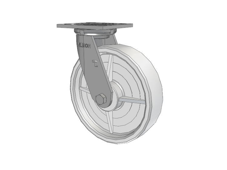 16 Series Top Plate Swivel Caster with 8 x 2 White Nylon NW - White Nylon Wheel