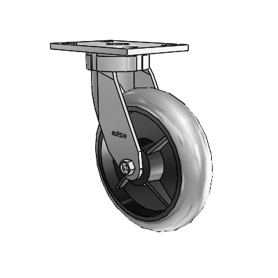 6 Series Kingpinless Casters Top Plate Swivel Caster with 8 x 2 Performa Rubber (Round/Conductive) Wheel