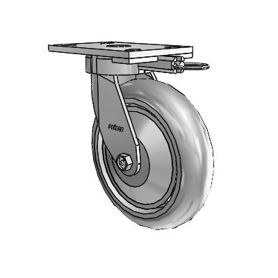 6 Series Kingpinless Casters Top Plate Swivel Caster with 8 x 2 Performa Rubber (Round/Grey) Wheel