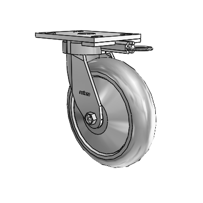 6 Series Kingpinless Casters Top Plate Swivel Caster with 8 x 2 Performa Rubber (Round/Grey) Wheel