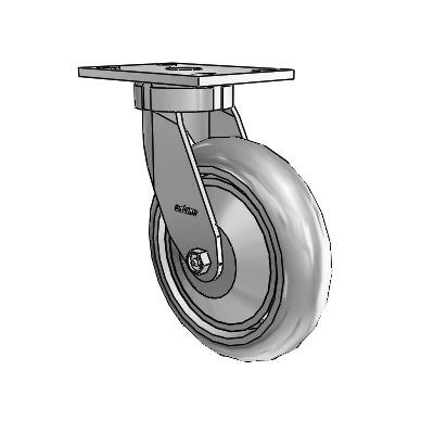 6 Series Kingpinless Casters Top Plate Swivel Caster with 8 x 2 Performa Rubber (Round/Grey) Wheel