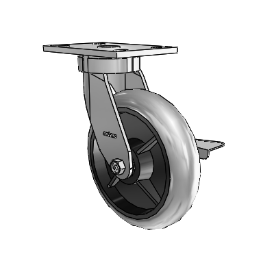 6 Series Kingpinless Casters Top Plate Swivel Caster with 8 x 2 Performa Rubber (Round/Conductive) Wheel and Side Lock Brake