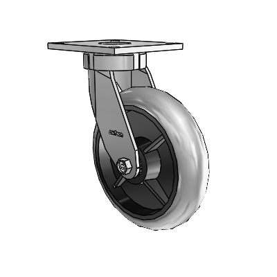 6 Series Kingpinless Casters Top Plate Swivel Caster with 8 x 2 Performa Rubber (Round/Conductive) Wheel