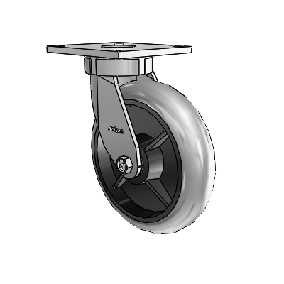 6 Series Kingpinless Casters Top Plate Swivel Caster with 8 x 2 Performa Rubber (Round/Conductive) Wheel