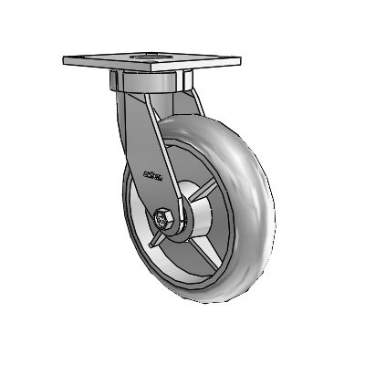 6 Series Kingpinless Casters Top Plate Swivel Caster with 8 x 2 Performa Rubber (Round/Grey) Wheel