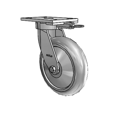 6 Series Kingpinless Casters Top Plate Swivel Caster with 8 x 2 Performa Rubber (Round/Grey) Wheel