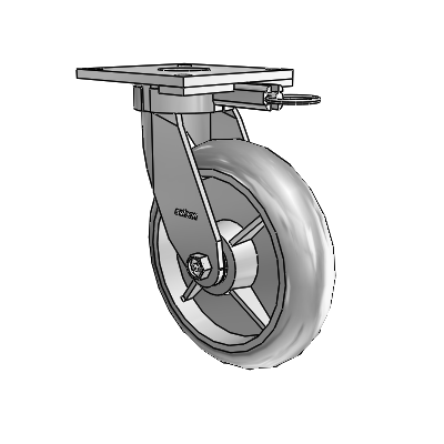 6 Series Kingpinless Casters Top Plate Swivel Caster with 8 x 2 Performa Rubber (Round/Grey) Wheel