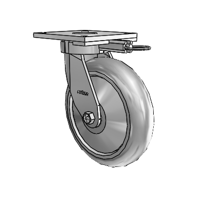 6 Series Kingpinless Casters Top Plate Swivel Caster with 8 x 2 Performa Rubber (Round/Grey) Wheel