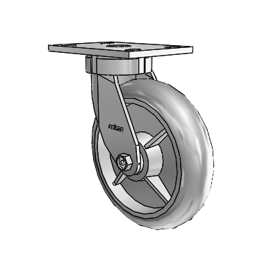 6 Series Kingpinless Casters Top Plate Swivel Caster with 8 x 2 Performa Rubber (Round/Grey) Wheel