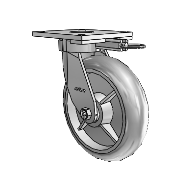 6 Series Kingpinless Casters Top Plate Swivel Caster with 8 x 2 Performa Rubber (Round/Grey) Wheel