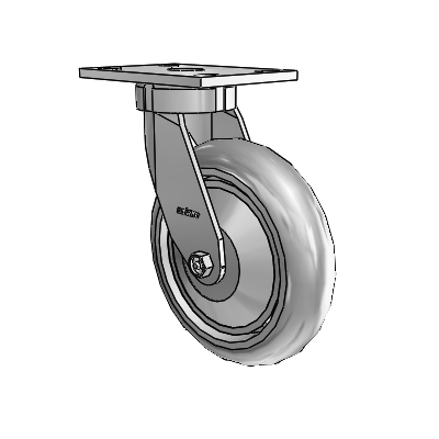 6 Series Kingpinless Casters Top Plate Swivel Caster with 8 x 2 Performa Rubber (Round/Grey) Wheel