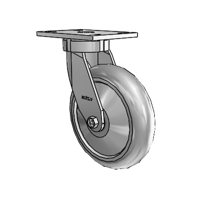 6 Series Kingpinless Casters Top Plate Swivel Caster with 8 x 2 Performa Rubber (Round/Grey) Wheel