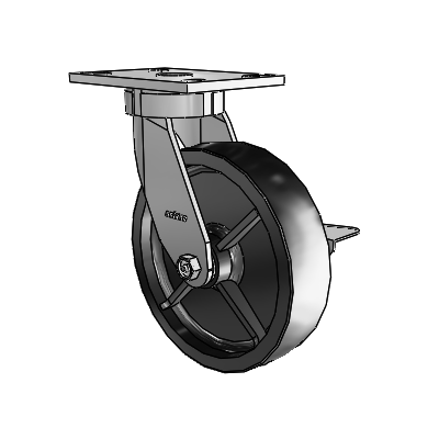 6 Series Kingpinless Casters Top Plate Swivel Caster with 8 x 2 Polyolefin Wheel and Side Lock Brake