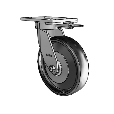 6 Series Kingpinless Casters Top Plate Swivel Caster with 8 x 2 Endura Solid Elastomer Wheel