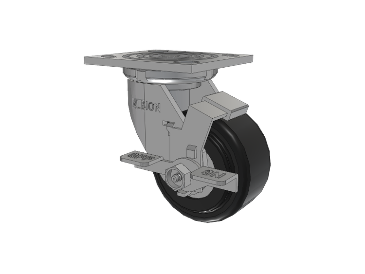 16 Series Top Plate Swivel Caster with 4 x 2 Black Polymer NX - Trionix High Impact Polymer Wheel and Face Brake