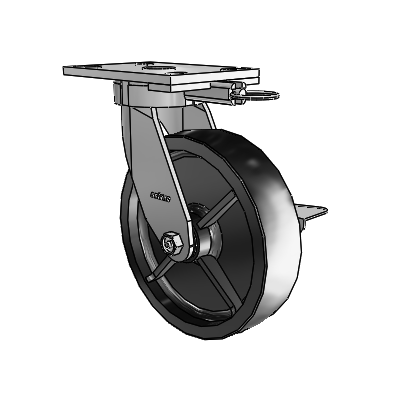 6 Series Kingpinless Casters Top Plate Swivel Caster with 8 x 2 Polyolefin Wheel and Side Lock Brake
