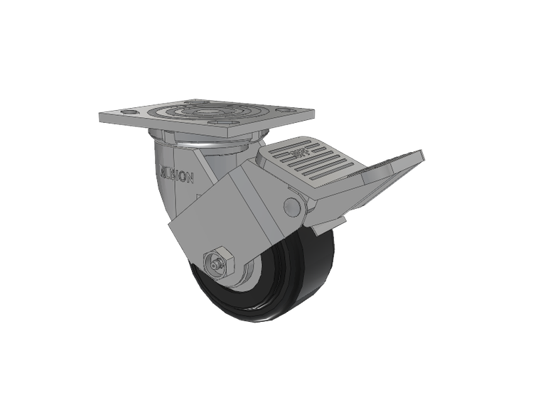 16 Series Top Plate Swivel Caster with 4 x 2 Black Polymer NX - Trionix High Impact Polymer Wheel and Face Brake