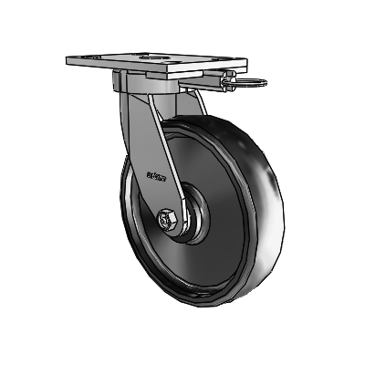 6 Series Kingpinless Casters Top Plate Swivel Caster with 8 x 2 Endura Solid Elastomer Wheel