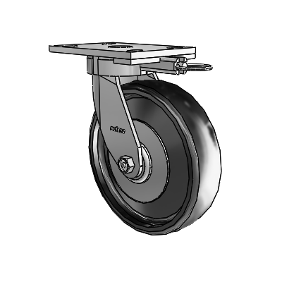 6 Series Kingpinless Casters Top Plate Swivel Caster with 8 x 2 Endura Solid Elastomer Wheel
