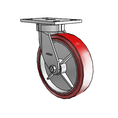 6 Series Kingpinless Casters Top Plate Swivel Caster with 8 x 2 Polyurethane HI-TECH Wheel