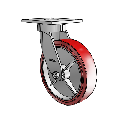 6 Series Kingpinless Casters Top Plate Swivel Caster with 8 x 2 Polyurethane HI-TECH Wheel