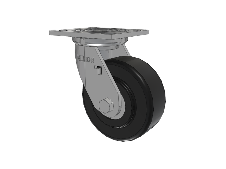 16 Series Top Plate Swivel Caster with 5 x 2 Black Polymer NX - Trionix High Impact Polymer Wheel