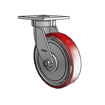 6 Series Kingpinless Casters Top Plate Swivel Caster with 8 x 2 Moldon Polyurethane (Aluminum Core) Wheel
