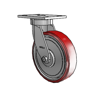 6 Series Kingpinless Casters Top Plate Swivel Caster with 8 x 2 Moldon Polyurethane (Aluminum Core) Wheel
