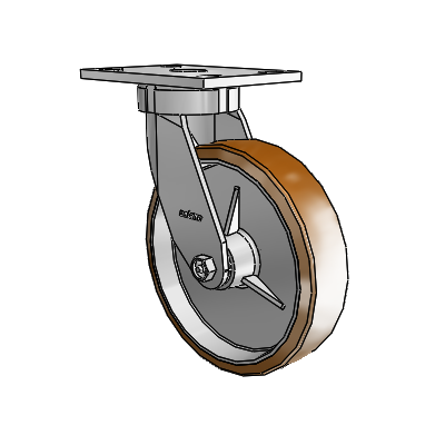 6 Series Kingpinless Casters Top Plate Swivel Caster with 8 x 2 Moldon Nylon (Aluminum Core) Wheel