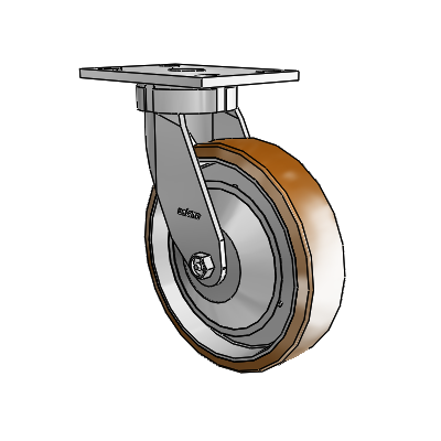 6 Series Kingpinless Casters Top Plate Swivel Caster with 8 x 2 Moldon Nylon (Aluminum Core) Wheel