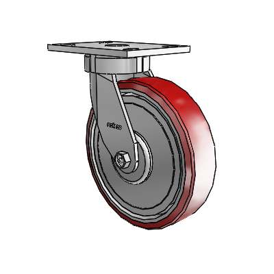 6 Series Kingpinless Casters Top Plate Swivel Caster with 8 x 2 Moldon Polyurethane (Aluminum Core) Wheel