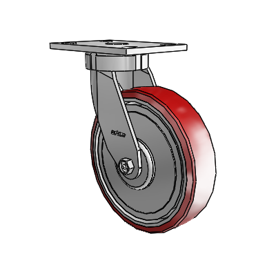 6 Series Kingpinless Casters Top Plate Swivel Caster with 8 x 2 Moldon Polyurethane (Aluminum Core) Wheel