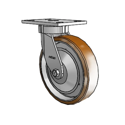 6 Series Kingpinless Casters Top Plate Swivel Caster with 8 x 2 Moldon Nylon (Aluminum Core) Wheel