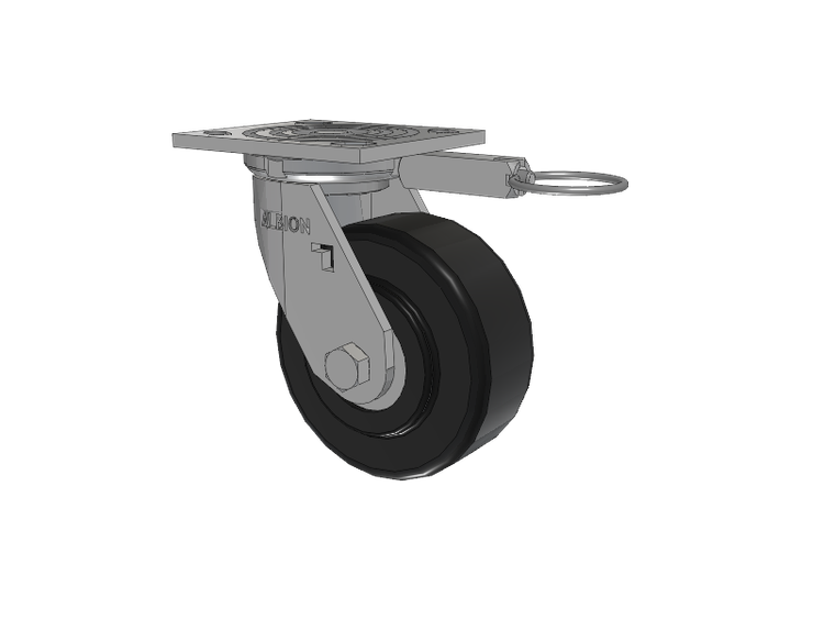 16 Series Top Plate Swivel Caster with 5 x 2 Black Polymer NX - Trionix High Impact Polymer Wheel