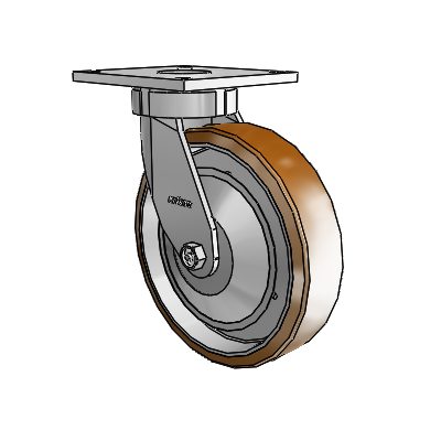 Roulettes sans pivot de la série 6 – Roulette pivotante à plaque supérieure avec roue en nylon Moldon 8 x 2 (noyau en aluminium)
