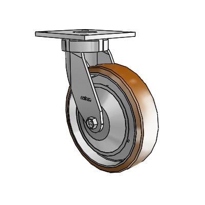 Roulettes sans pivot de la série 6 – Roulette pivotante à plaque supérieure avec roue en nylon Moldon 8 x 2 (noyau en aluminium)