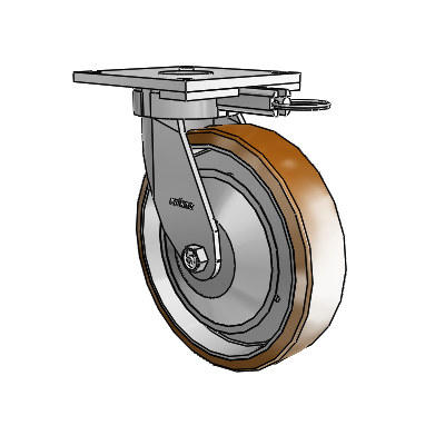 Roulettes sans pivot de la série 6 – Roulette pivotante à plaque supérieure avec roue en nylon Moldon 8 x 2 (noyau en aluminium)