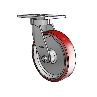 6 Series Kingpinless Casters Top Plate Swivel Caster with 8 x 2 Moldon Polyurethane (Aluminum Core) Wheel