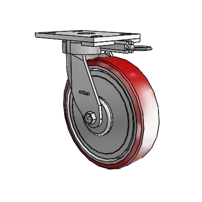 6 Series Kingpinless Casters Top Plate Swivel Caster with 8 x 2 Moldon Polyurethane (Aluminum Core) Wheel