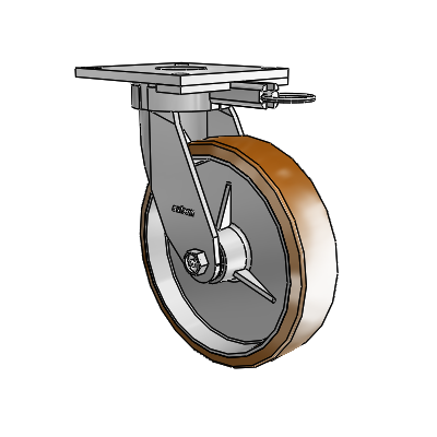 6 Series Kingpinless Casters Top Plate Swivel Caster with 8 x 2 Moldon Nylon (Aluminum Core) Wheel